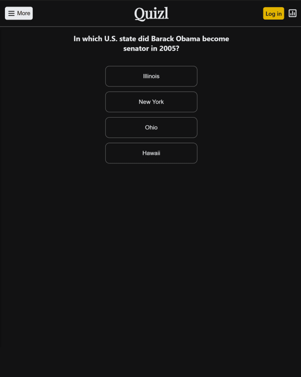 Screenshot of Quizl, a daily trivia game