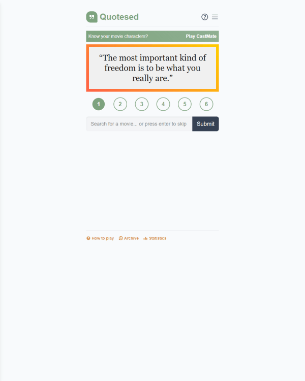 Screenshot of Quotesed, a daily pop culture game