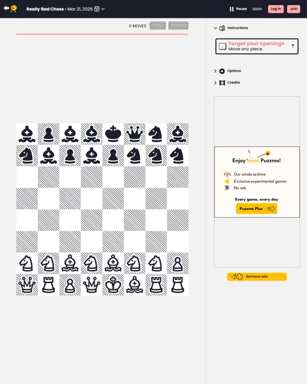 Screenshot of Really Bad Chess, a daily logic game