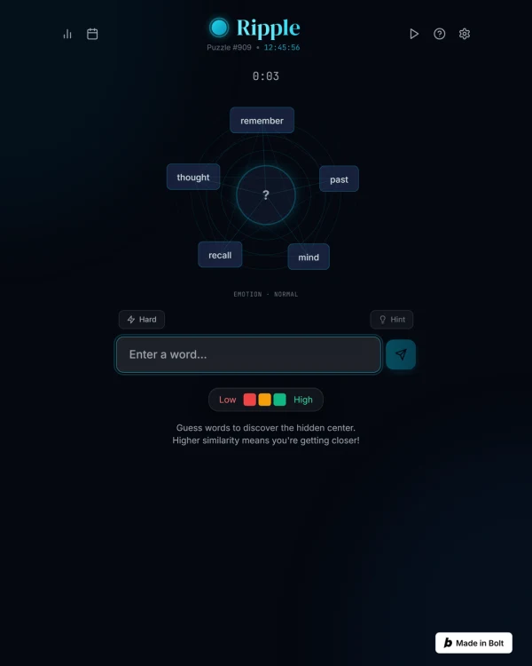 Screenshot of Ripple, a daily word game