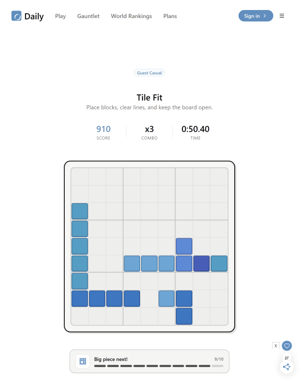 Screenshot of Daily, a daily web game