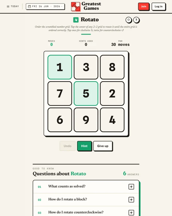 Screenshot of Rotato, a daily visual game