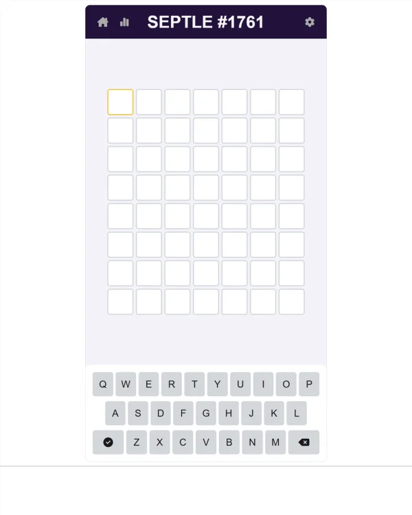 Screenshot of Septle, a daily word game