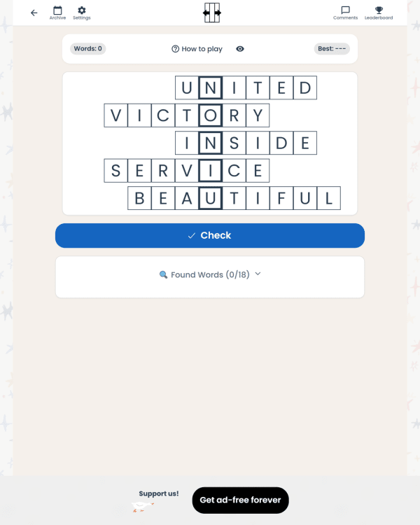Screenshot of Slideways (Original), a daily word game
