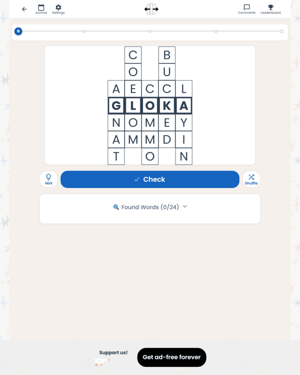 Screenshot of Slideways, a daily word game