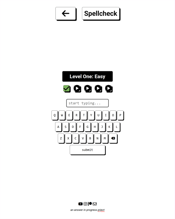 Screenshot of Spellcheck, a daily word game