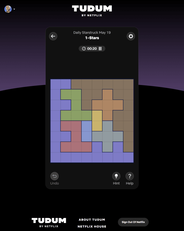 Screenshot of Starstruck, a daily logic game
