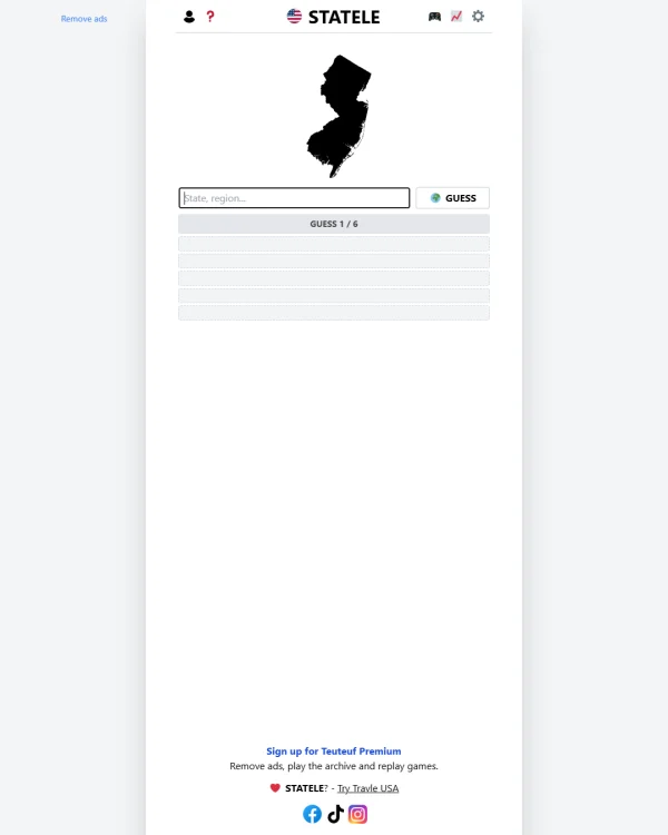 Screenshot of Statele, a daily geography game