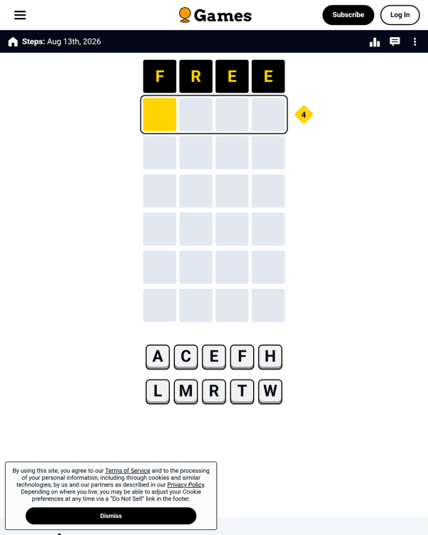 Screenshot of Steps, a daily word game