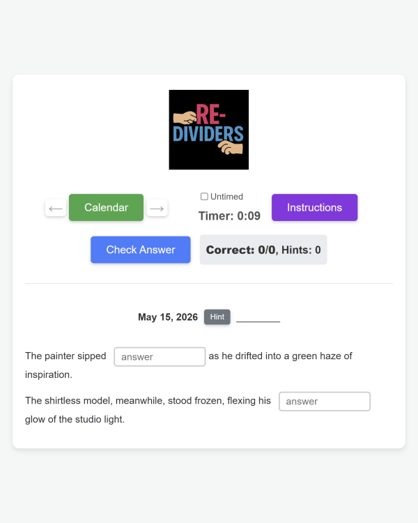 Screenshot of Storylines, a daily word game