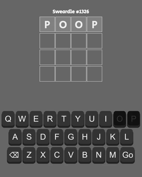 Screenshot of Sweardle, a daily word game