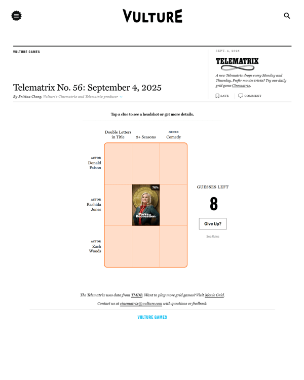 Screenshot of Telematrix, a pop culture game