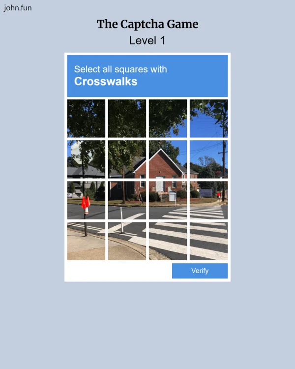 Screenshot of The Captcha Game, a visual game