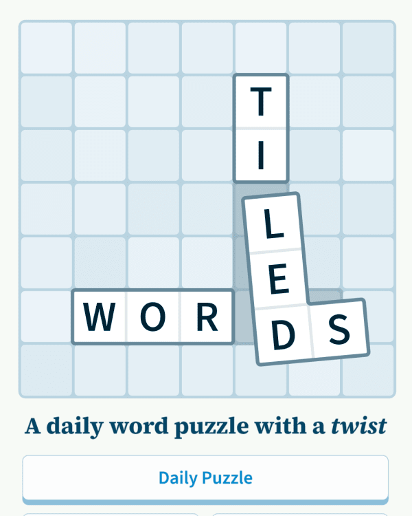 Screenshot of Tiled Words, a daily word game