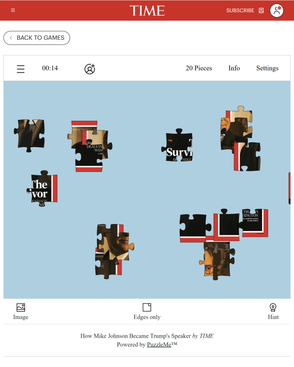 Screenshot of TIME Jigsaw, a daily visual game