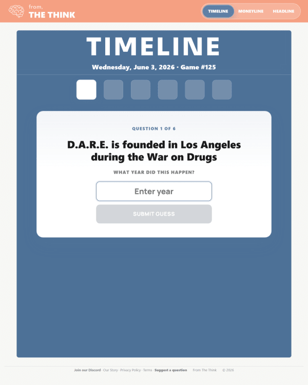 Screenshot of Timeline, a daily trivia game