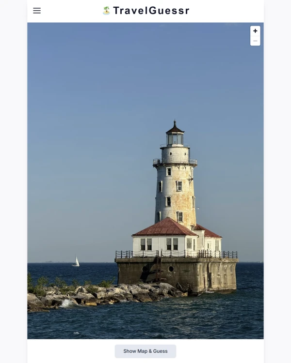 Screenshot of TravelGuessr, a daily geography game