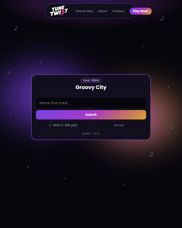 Screenshot of TuneTwist, a daily word game