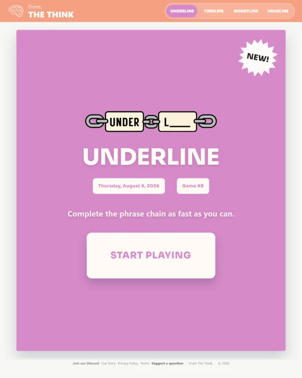Screenshot of Underline, a daily word game