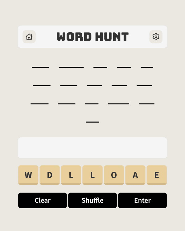 Screenshot of Word Hunt, a daily word game