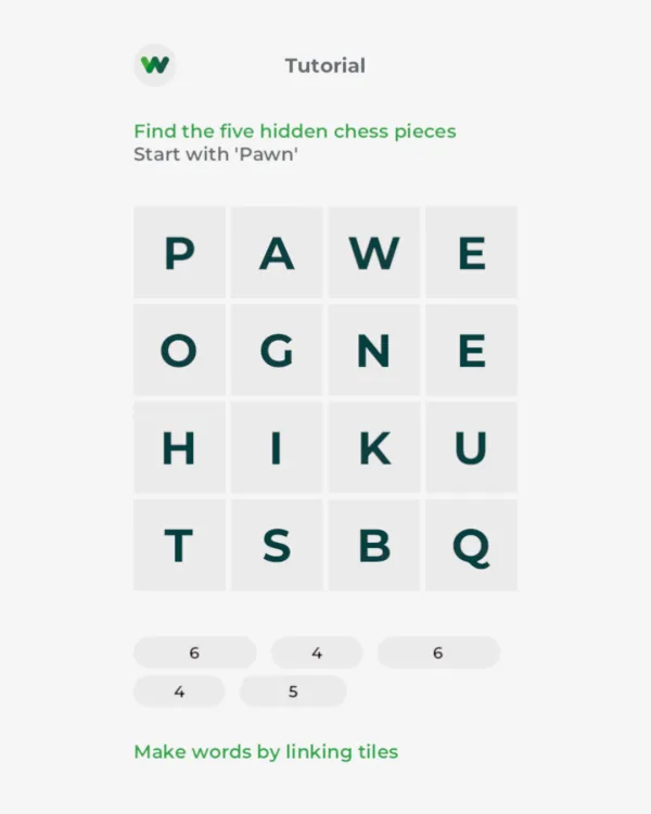 Screenshot of Word Salad, a daily word game