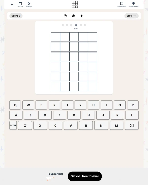 Screenshot of Wordie, a daily word game