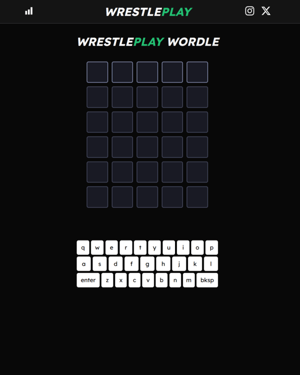 Screenshot of WrestlePlay Wordle, a daily sports game
