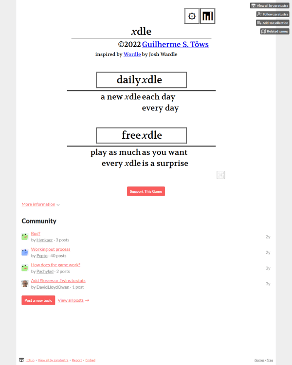 Screenshot of xdle, a daily math game