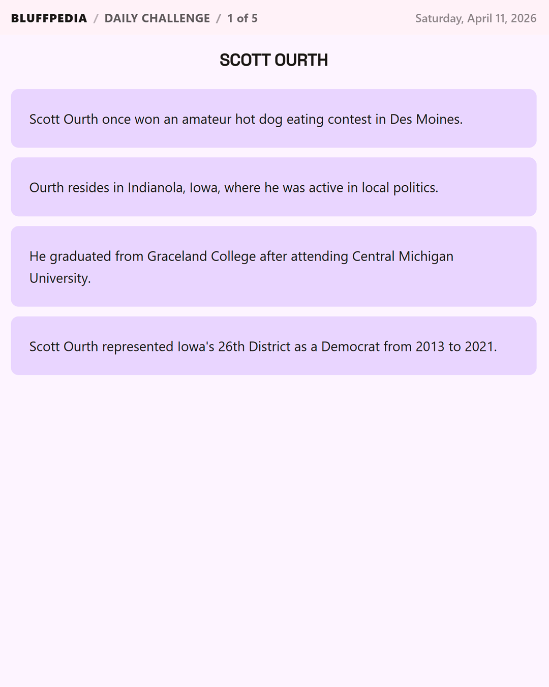 Screenshot of Bluffpedia