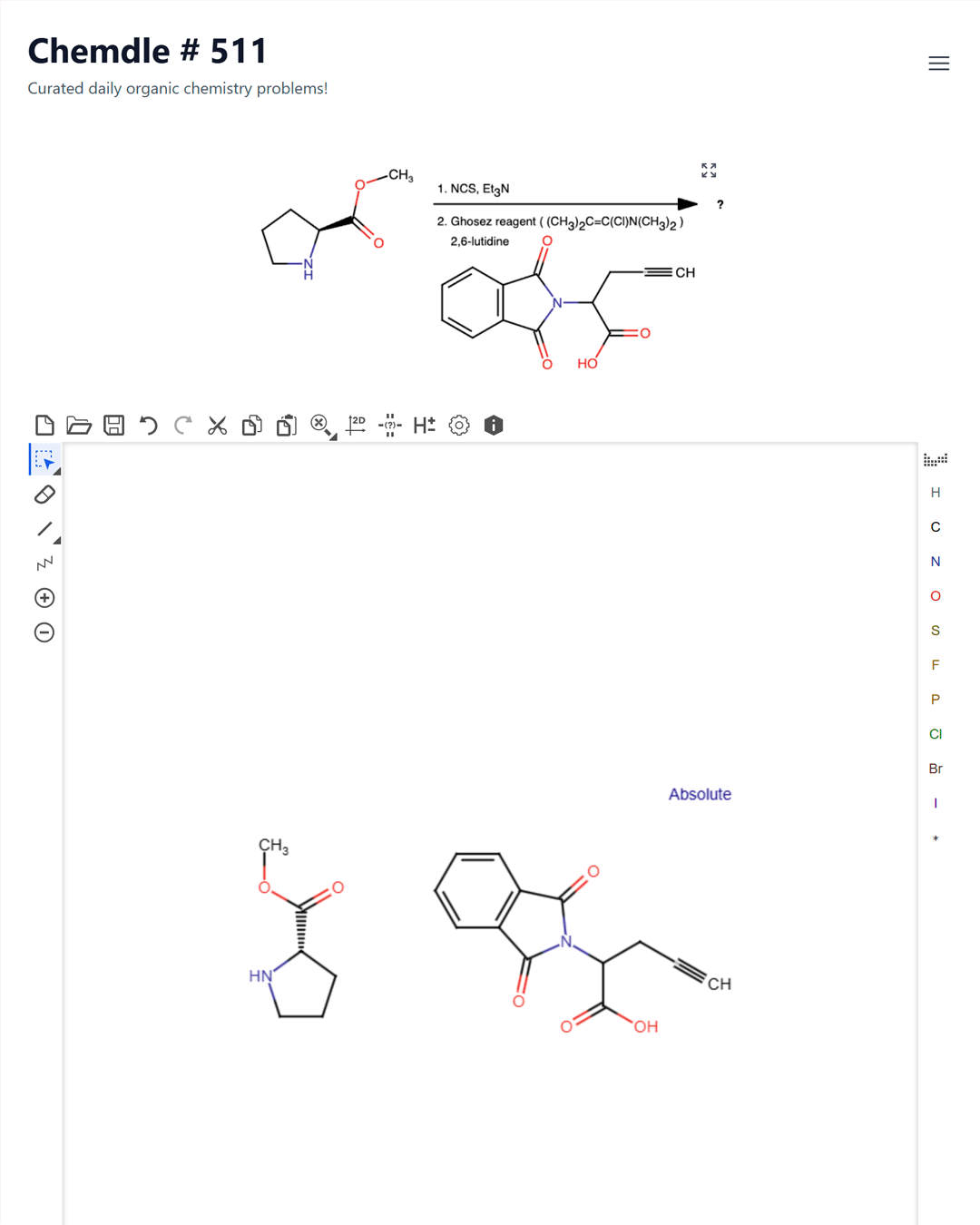 Screenshot of Chemdle