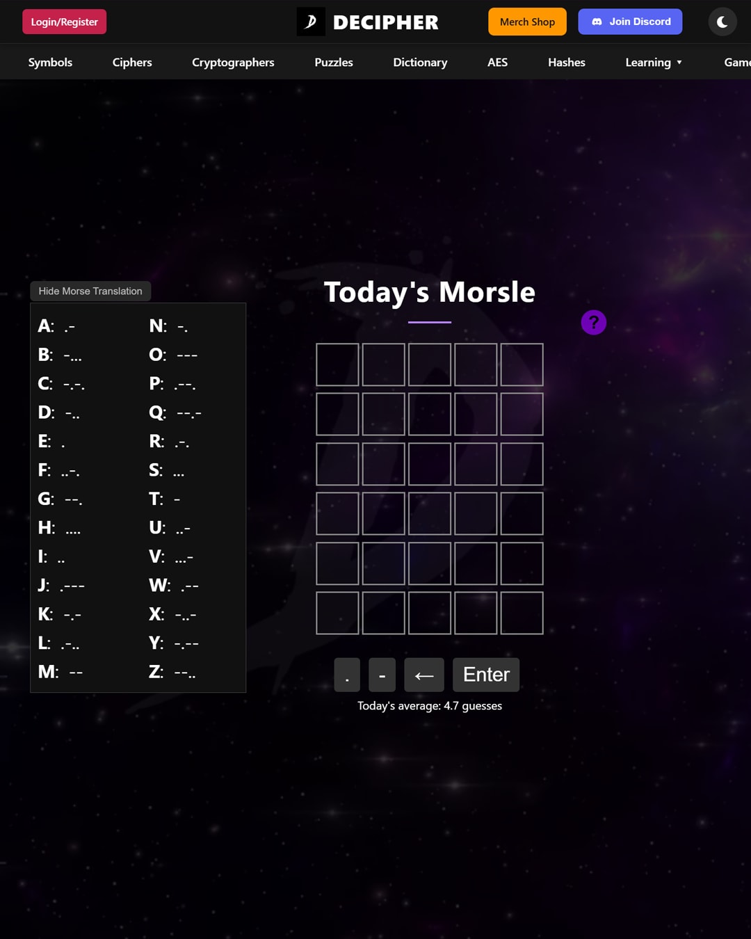 Screenshot of DECIPHER Morsle