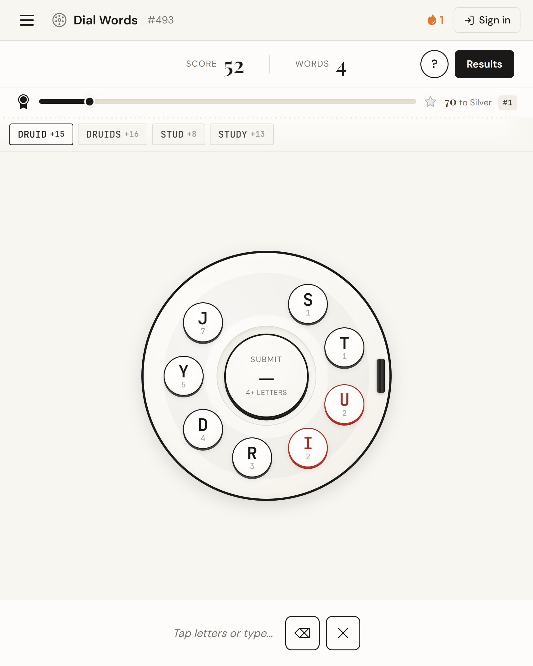 Screenshot of Dial Words
