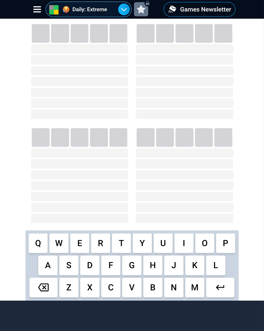 Screenshot of Extreme Quordle