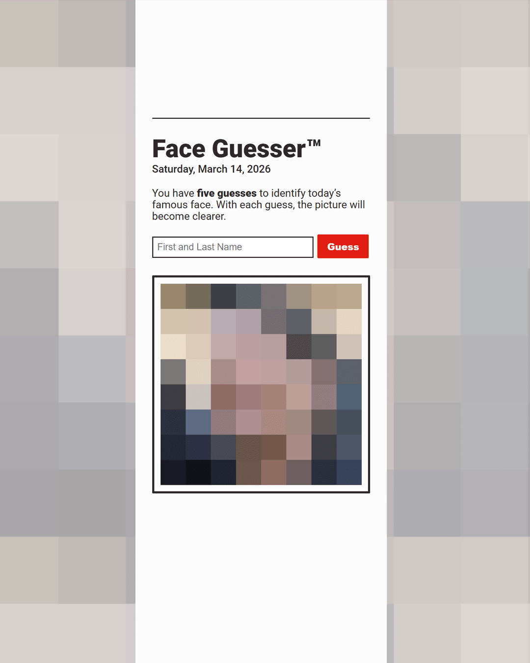 Screenshot of Face Guesser