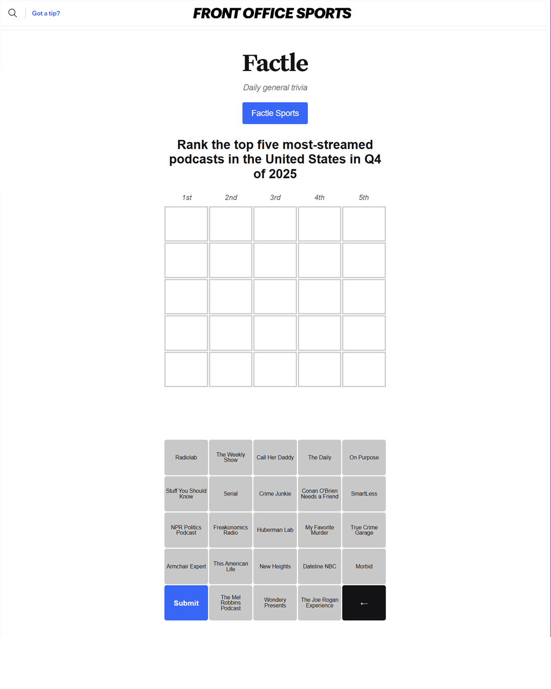 Screenshot of Factle