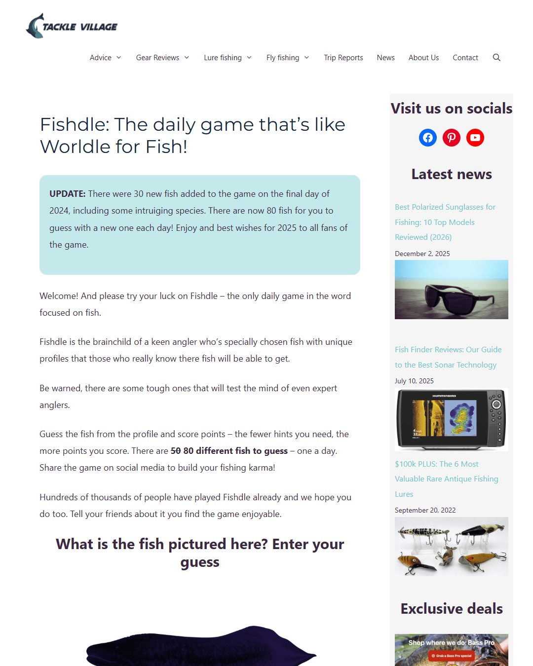 Screenshot of Fishdle