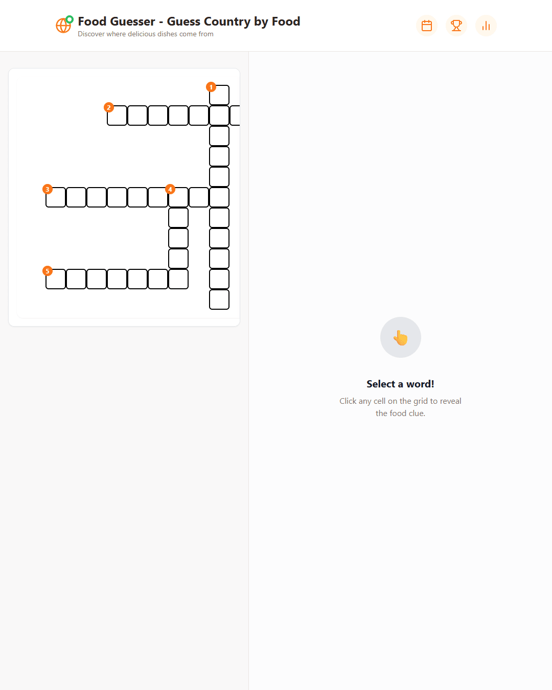 Screenshot of Food Guesser Daily Crossword