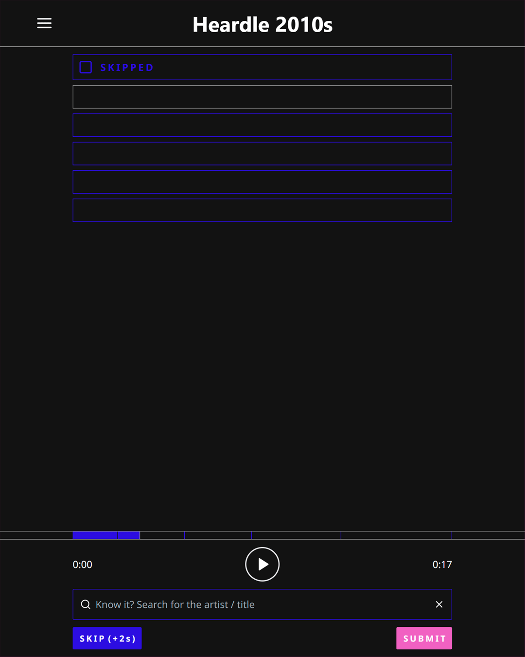 Screenshot of Heardle 2010's