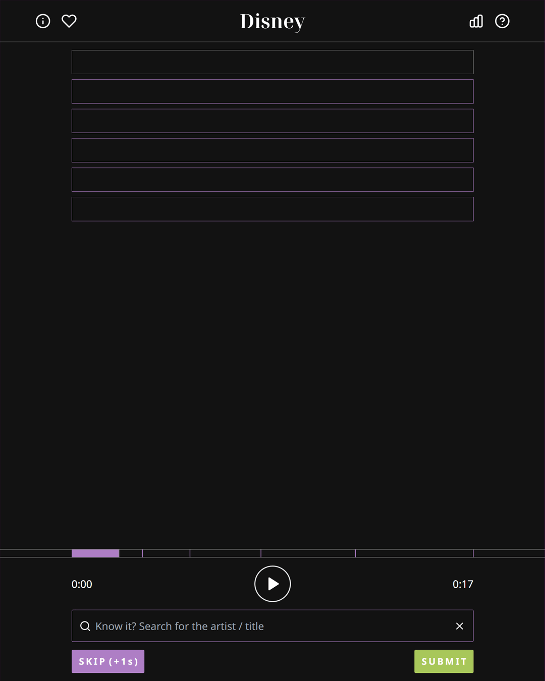 Screenshot of Heardle Disney