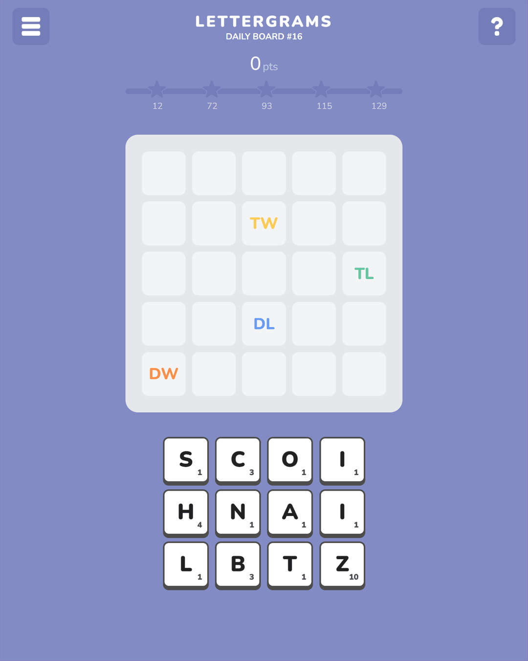 Screenshot of Lettergrams