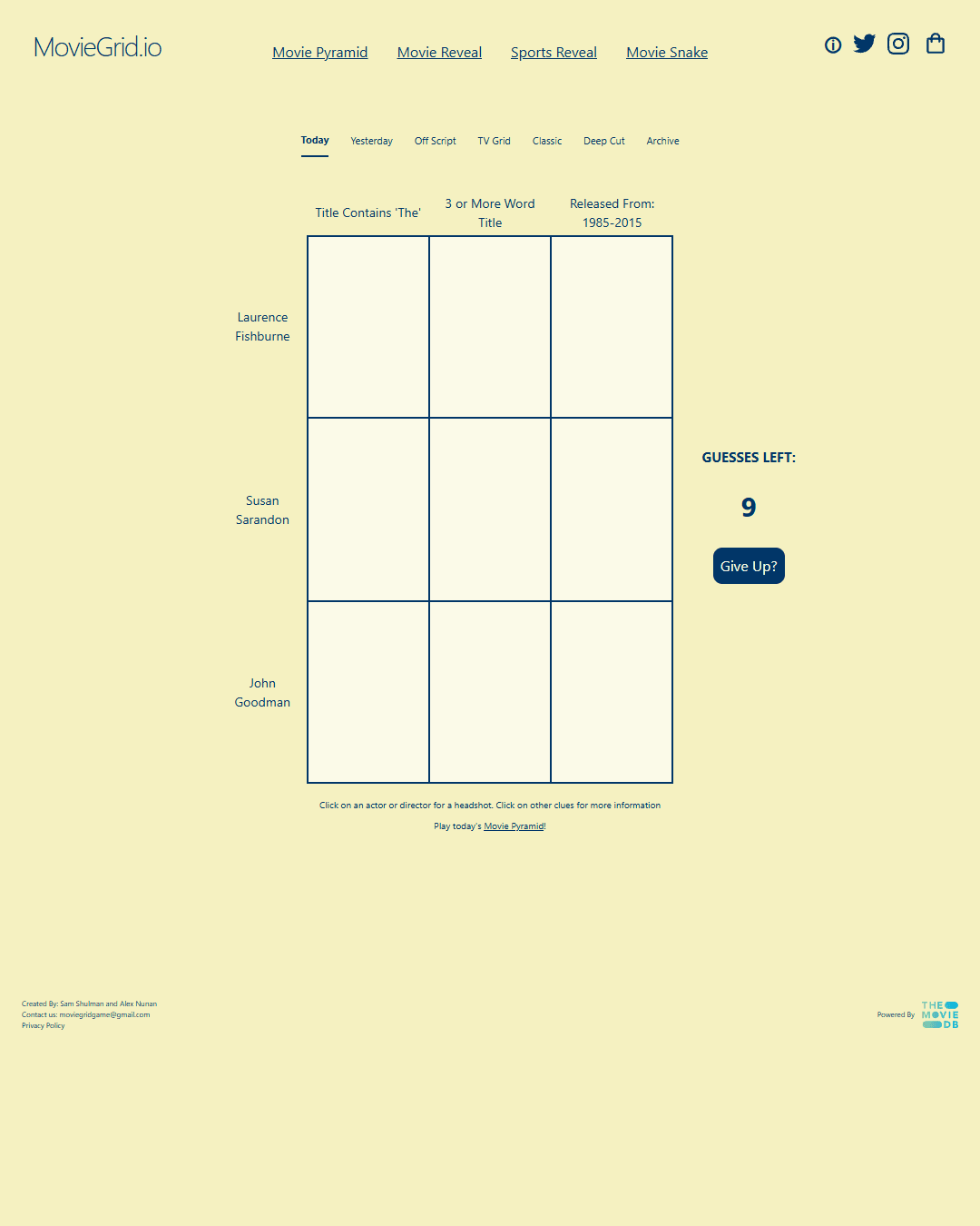 Screenshot of Movie Grid