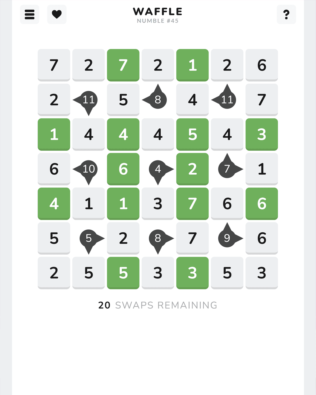 Screenshot of Number Waffle