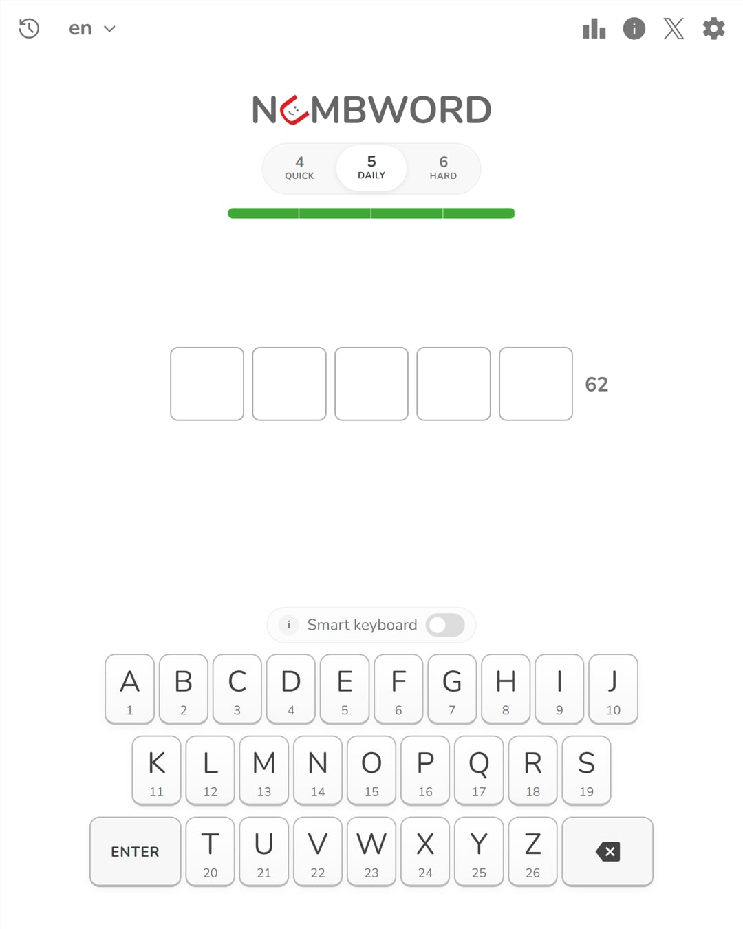 Screenshot of Numbword