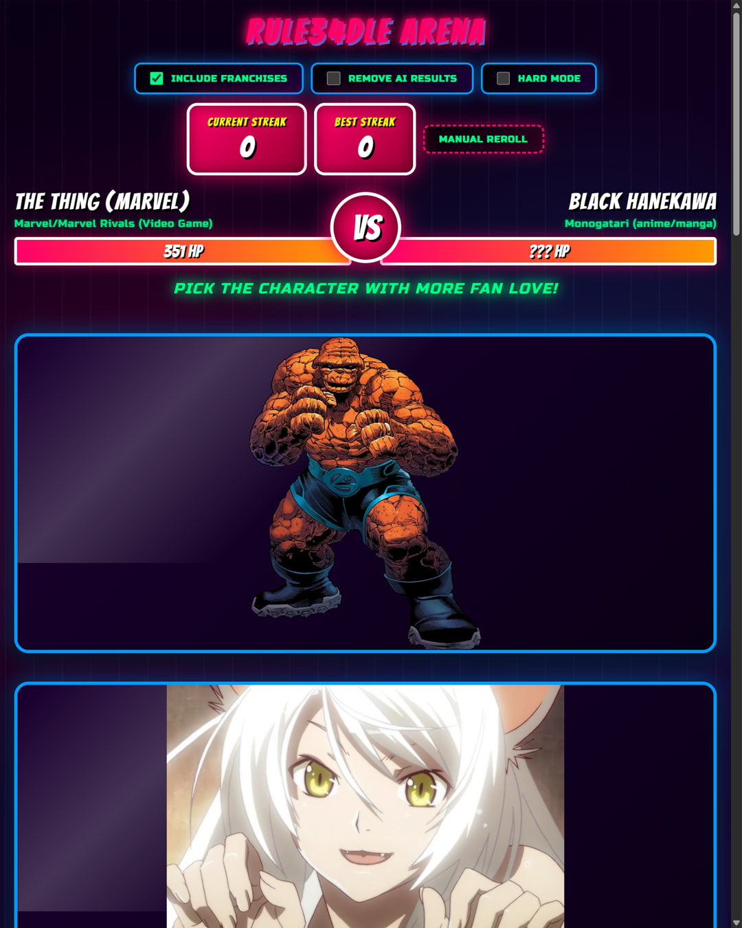 Screenshot of rule34dle