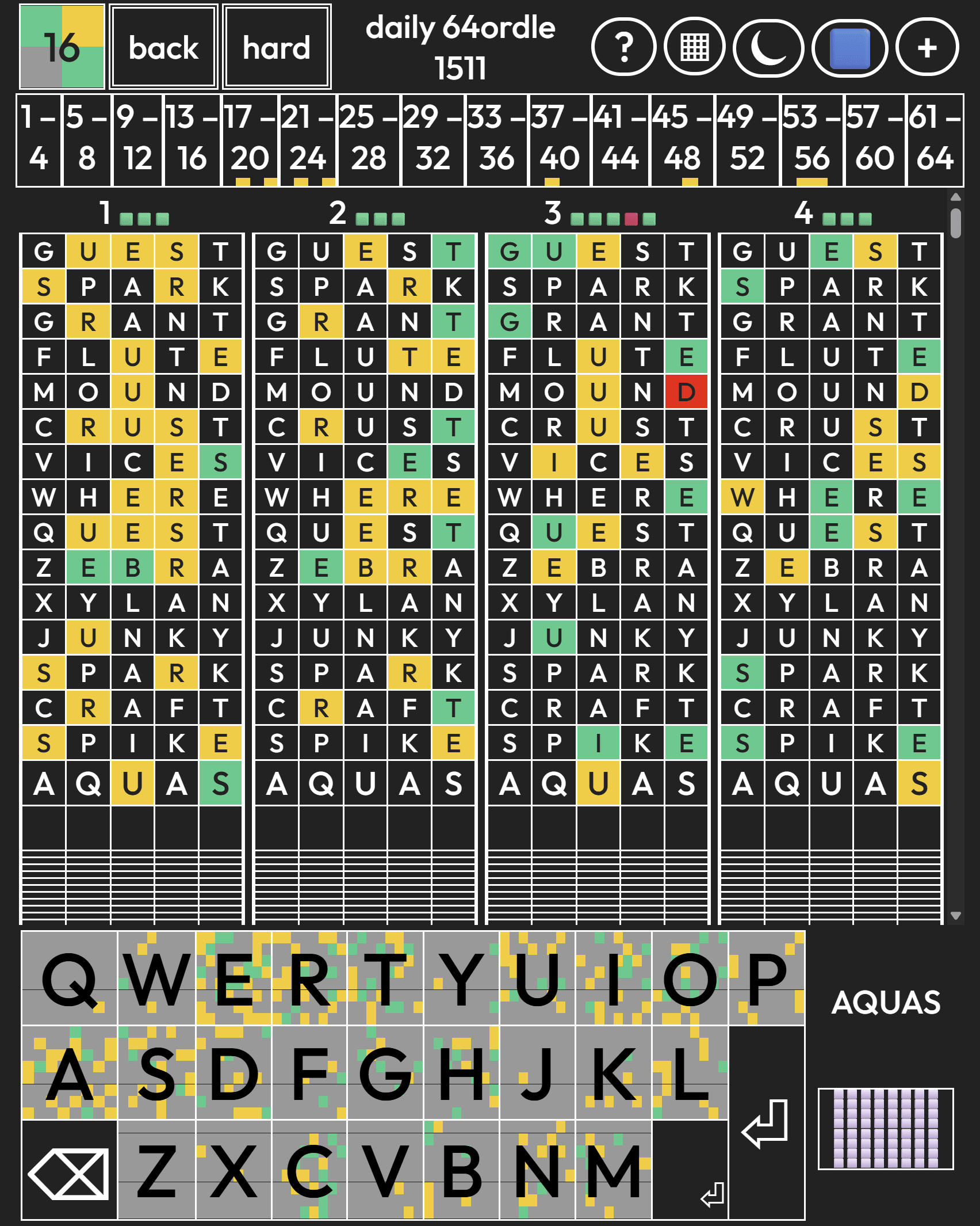 Screenshot of Sexaginta-quattuordle