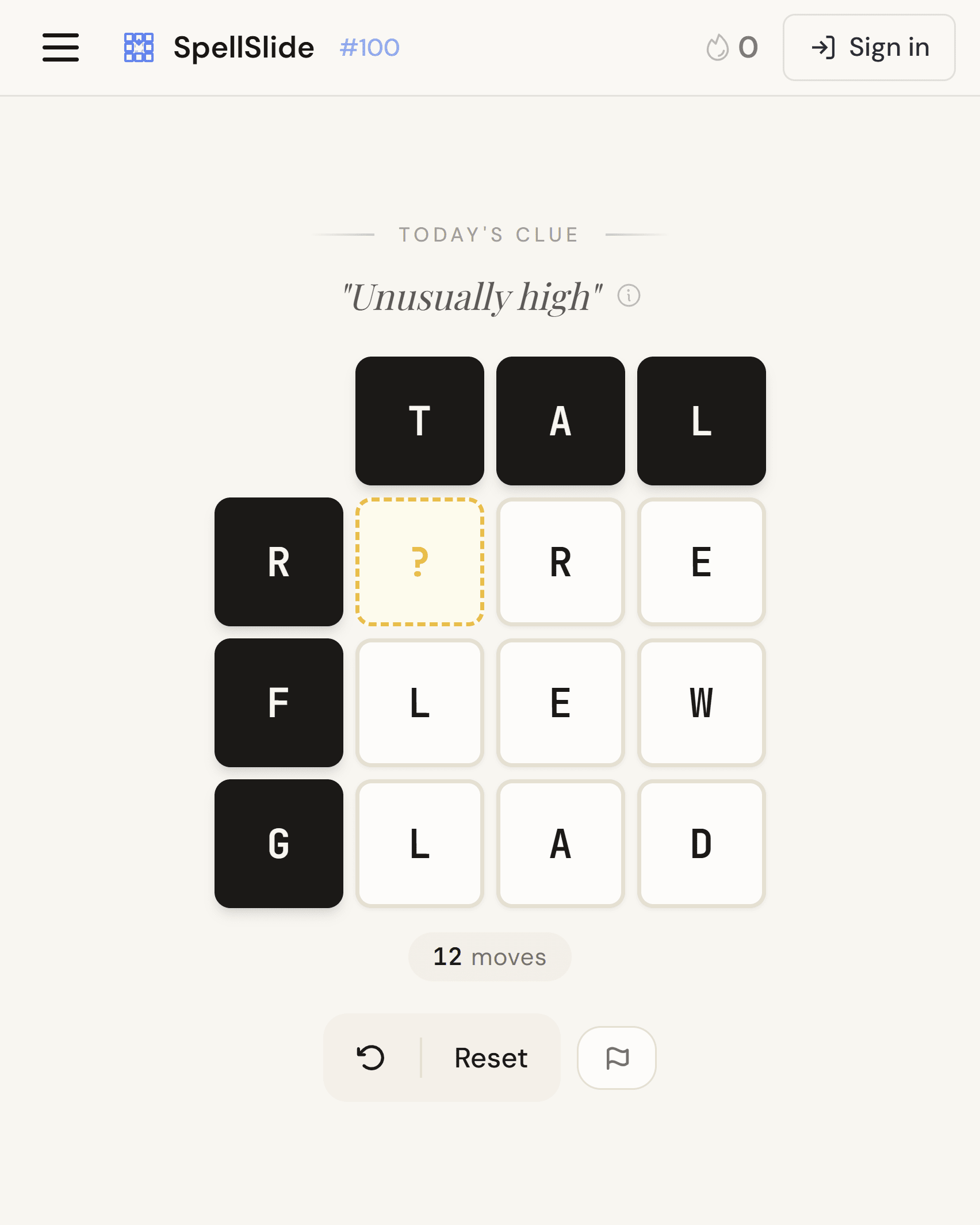 Screenshot of SpellSlide