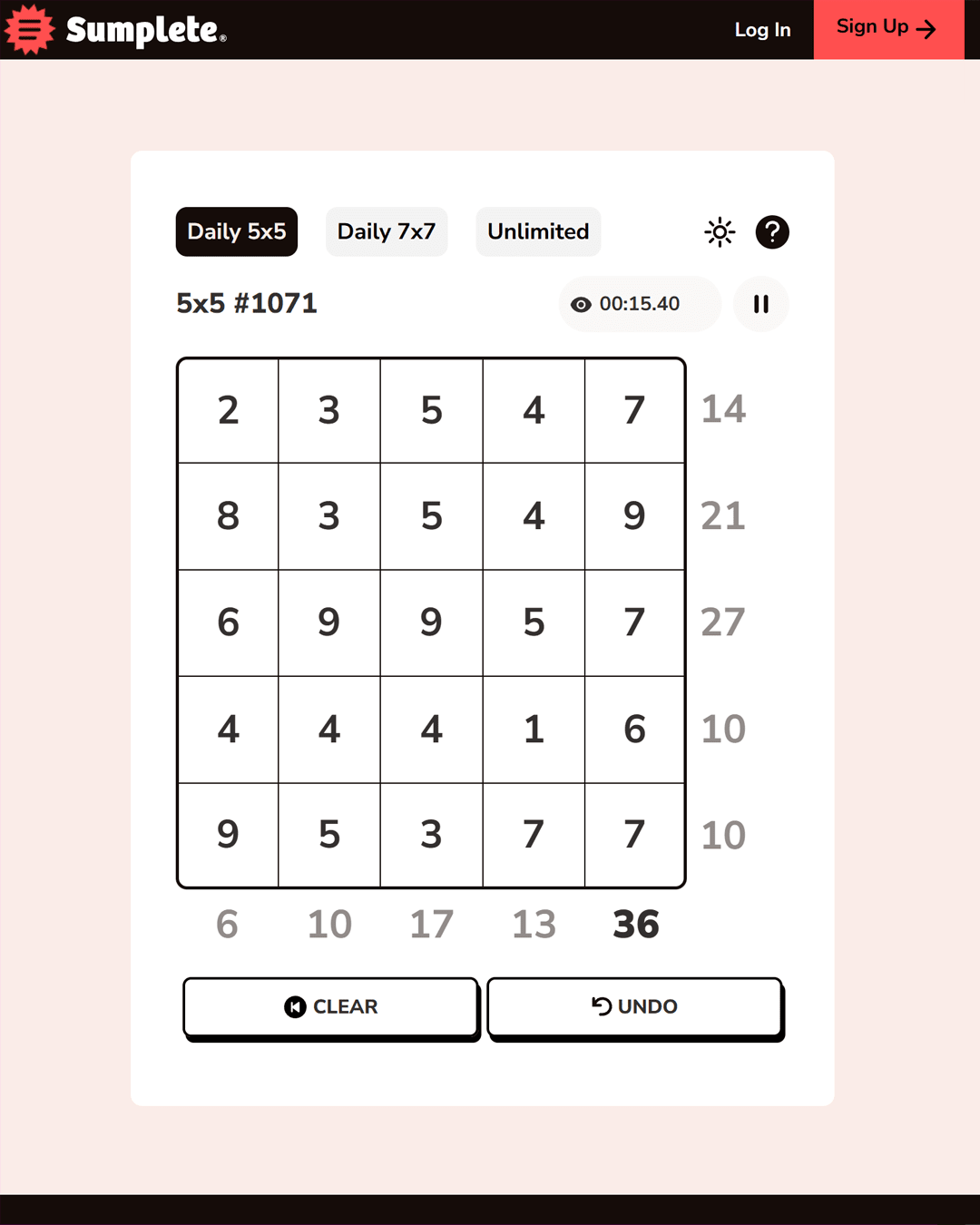 Screenshot of Sumplete