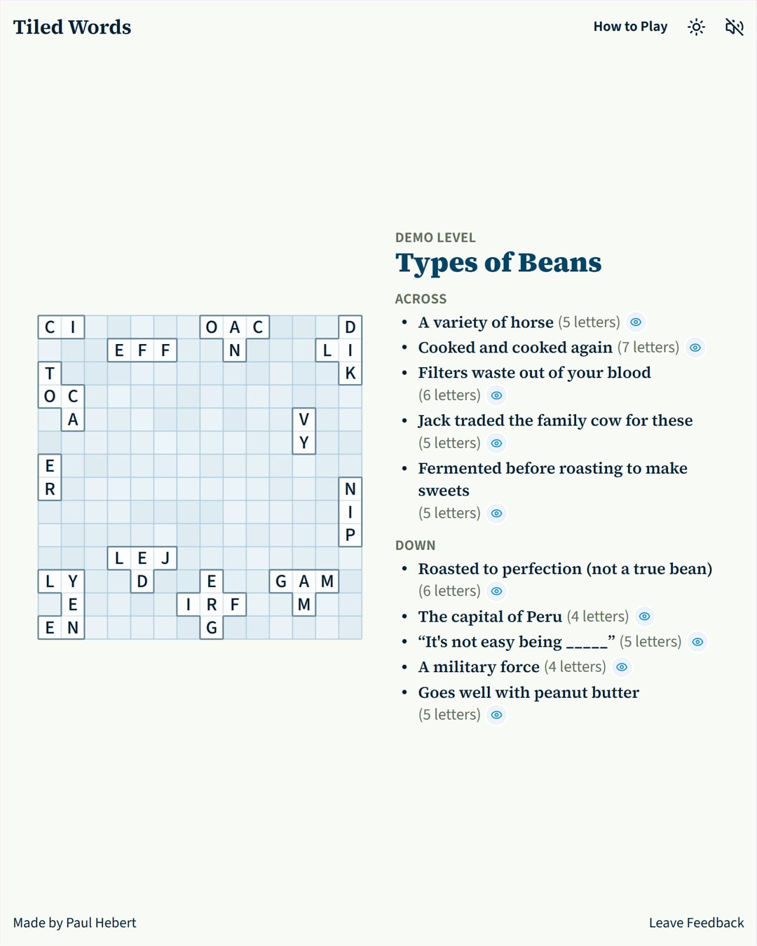 Screenshot of Tiled Words