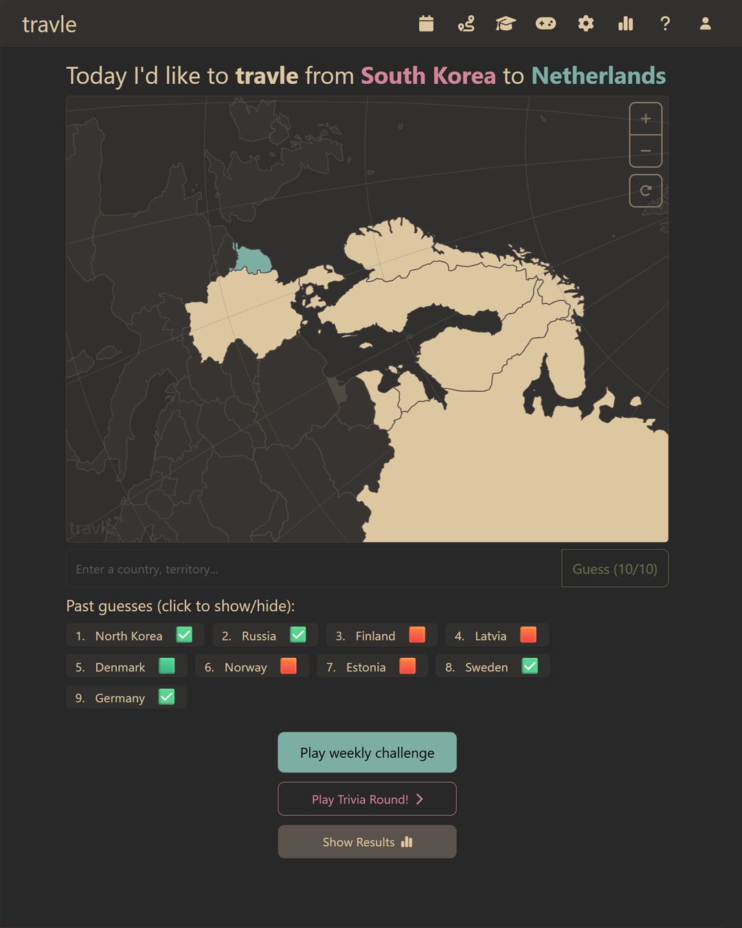 Screenshot of travle