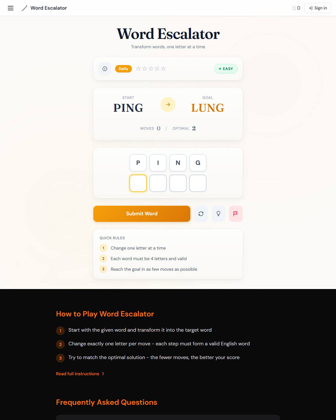 Screenshot of Word Escalator
